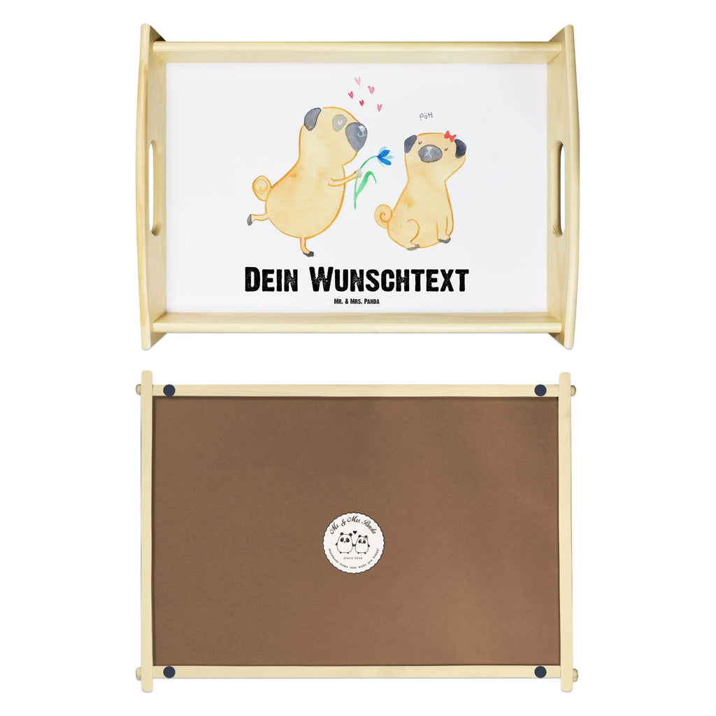 Spersonalizowana taca serwisowa mops Zakochani Pies, motyw psa, zwierzę domowe, rasa psa, miłośnik zwierząt, właściciel psa, powiedzenia