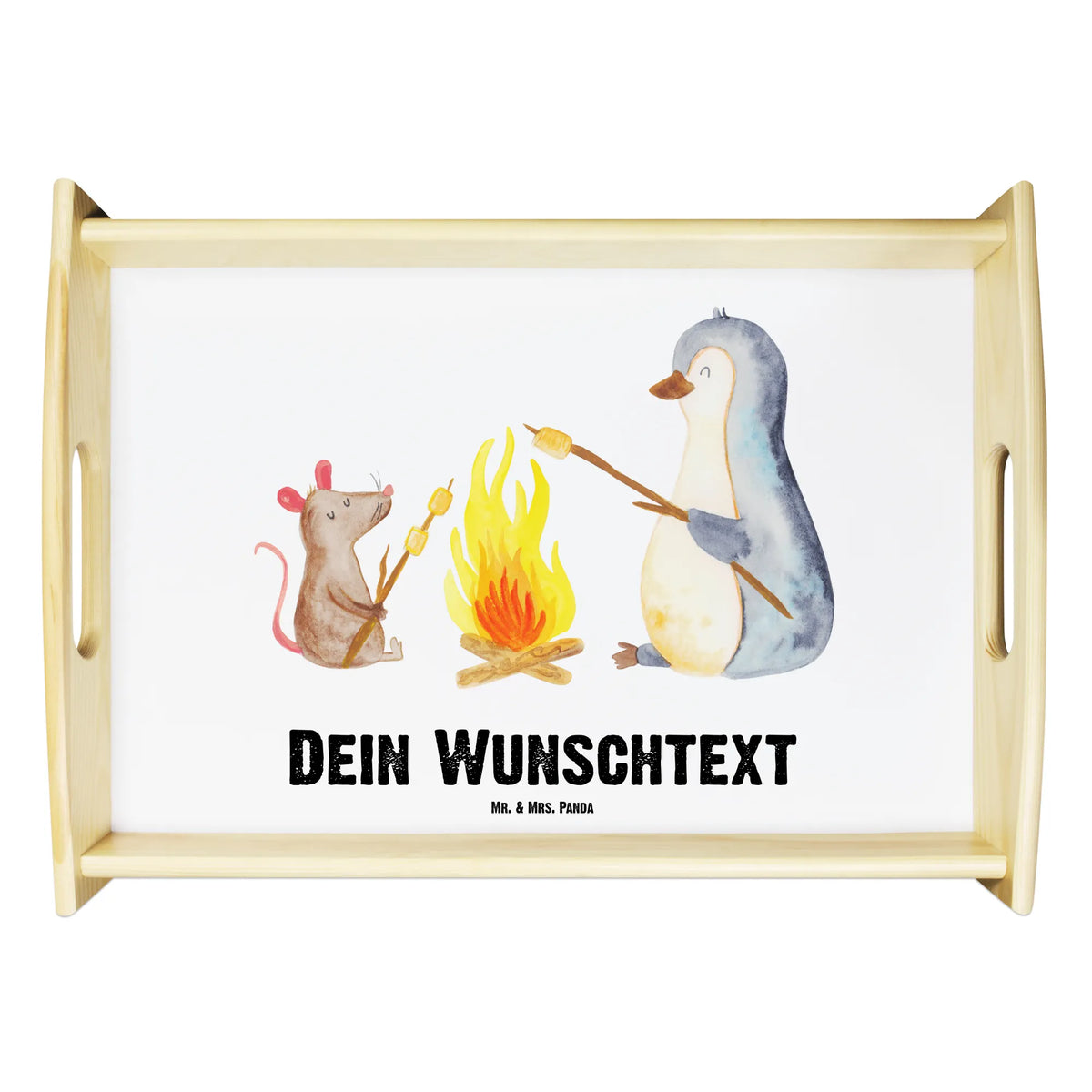 Personalised serving tray Penguin campfire Penguin, North Pole, Winter, Penguins, life motto, job, life, penguins, barbecue, office, mouse, motivation, everyday office life, fire, new start, marshmallows, campfire, life motivation, love, work
