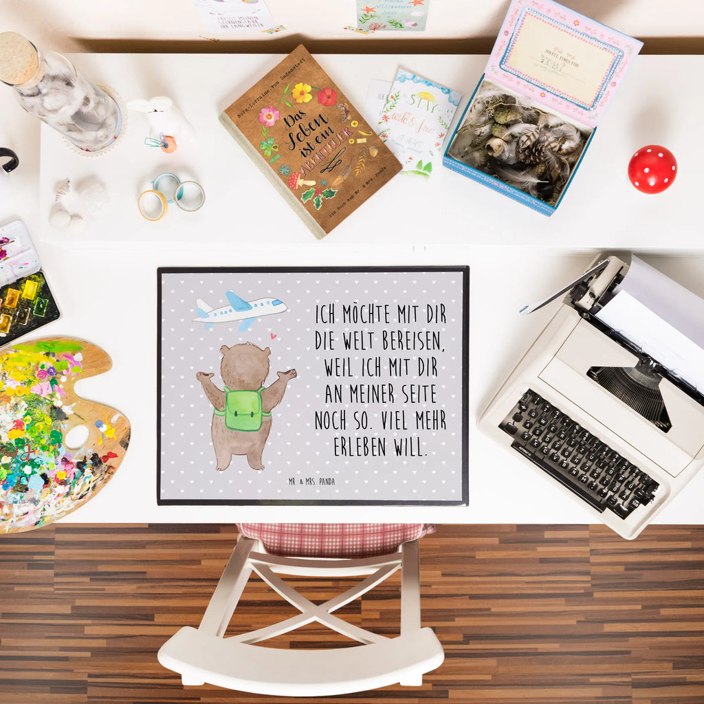 Podkładka na biurko niedźwiedź samolot Miłość, partner, przyjaciel, przyjaciółka, mąż, żona, wesele, zaręczyny, prośba o rękę, prezent miłosny, rocznica, dzień ślubu