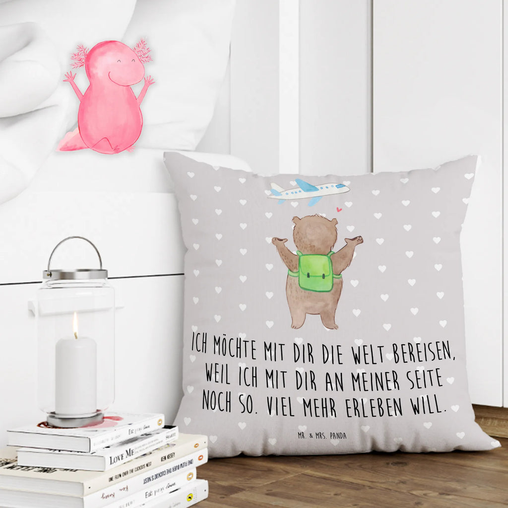 40x40 poduszka niedźwiedź samolot Miłość, partner, przyjaciel, przyjaciółka, mąż, żona, wesele, zaręczyny, prośba o rękę, prezent miłosny, rocznica, dzień ślubu
