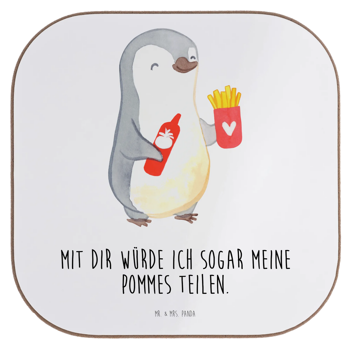 Podkładka pingwin frytki Miłość, partner, przyjaciel, przyjaciółka, mąż, żona, wesele, zaręczyny, prośba o rękę, prezent miłosny, rocznica, dzień ślubu