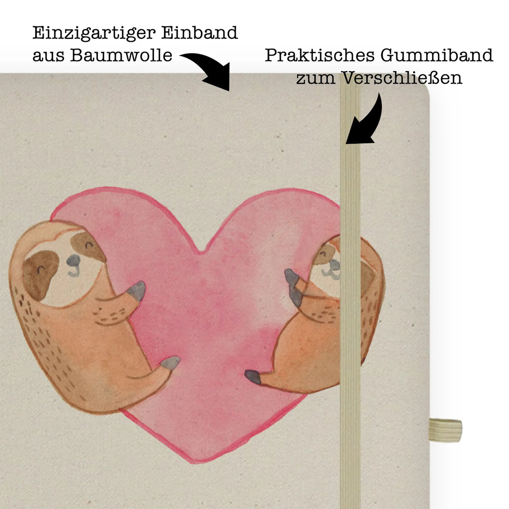 Bawełniany notatnik DIN A4 leniwce Serce Miłość, partner, przyjaciel, przyjaciółka, mąż, żona, wesele, zaręczyny, prośba o rękę, prezent miłosny, rocznica, dzień ślubu