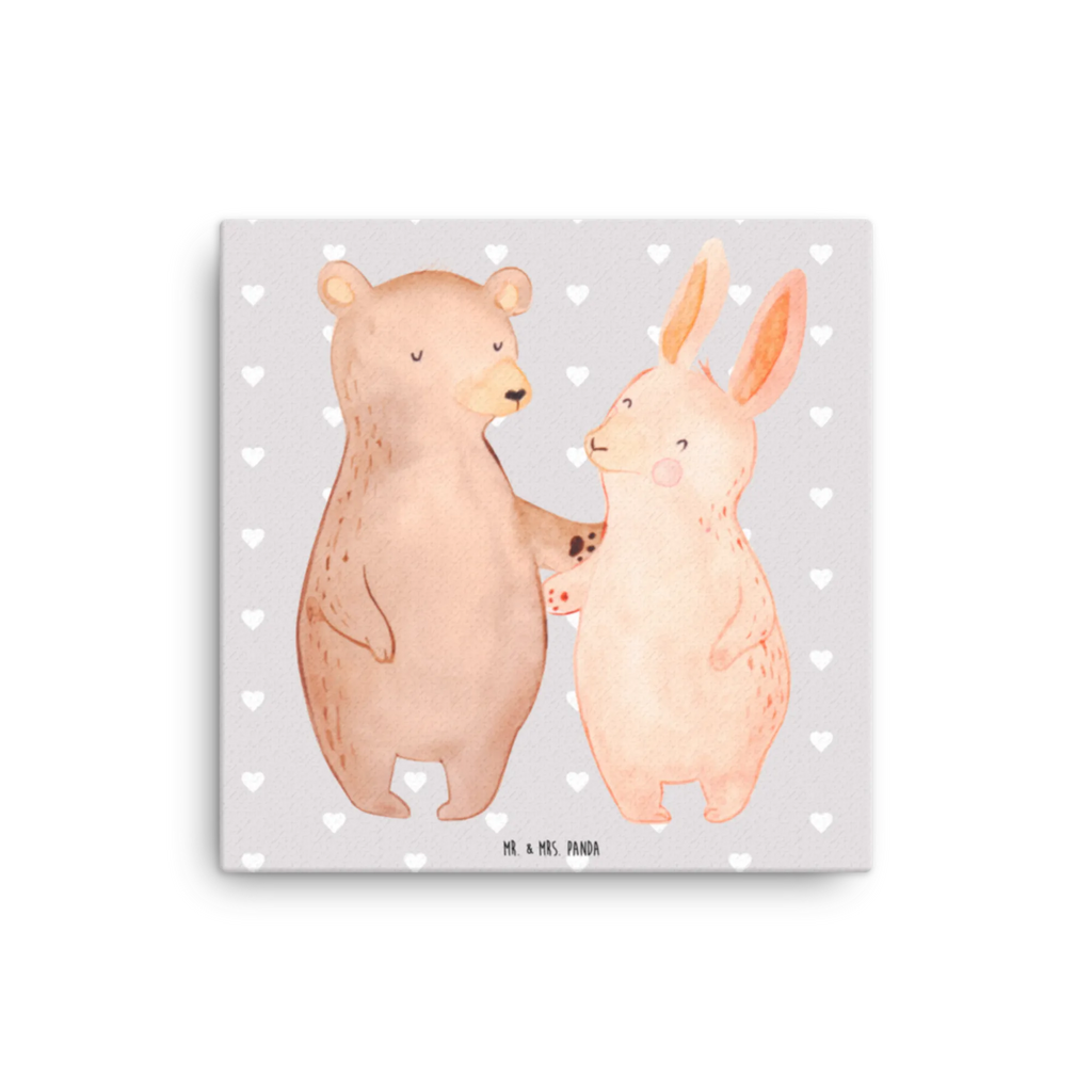 Canvas picture bear and rabbit Embrace Leinwand, Kunstdruck, Freund, Liebe, Heiraten, Jahrestag, Heiratsantrag, Liebesgeschenk, Hocheitstag, Verlobung, Partner, Freundin, Ehemann, Ehefrau, Best Friends, Hase, Bester Freund, Bärchen, Freunde, Bär