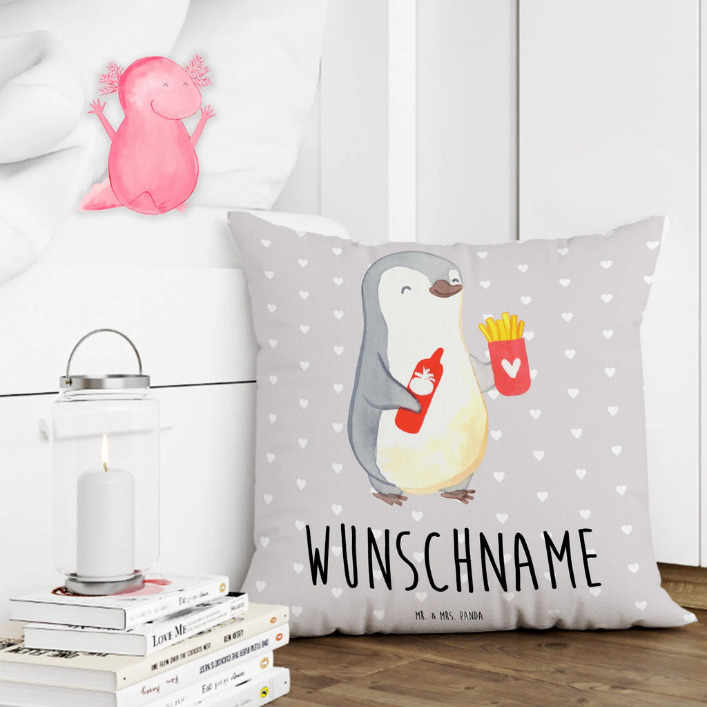 Personalisiertes Kissen Pinguin Pommes personalisiert, Wunschname, bedrucken, Name, Kissen, Kopfkissen, Liebe, Partner, Freund, Freundin, Ehemann, Ehefrau, Heiraten, Verlobung, Heiratsantrag, Liebesgeschenk, Jahrestag, Hocheitstag, Geschenk für Freundin, Geschenk für Partner, Hochzeitstag, Liebesbeweis, Geschenk für Frauen, für Ehemann, Mitbringsel, Valentinstag, für Männer