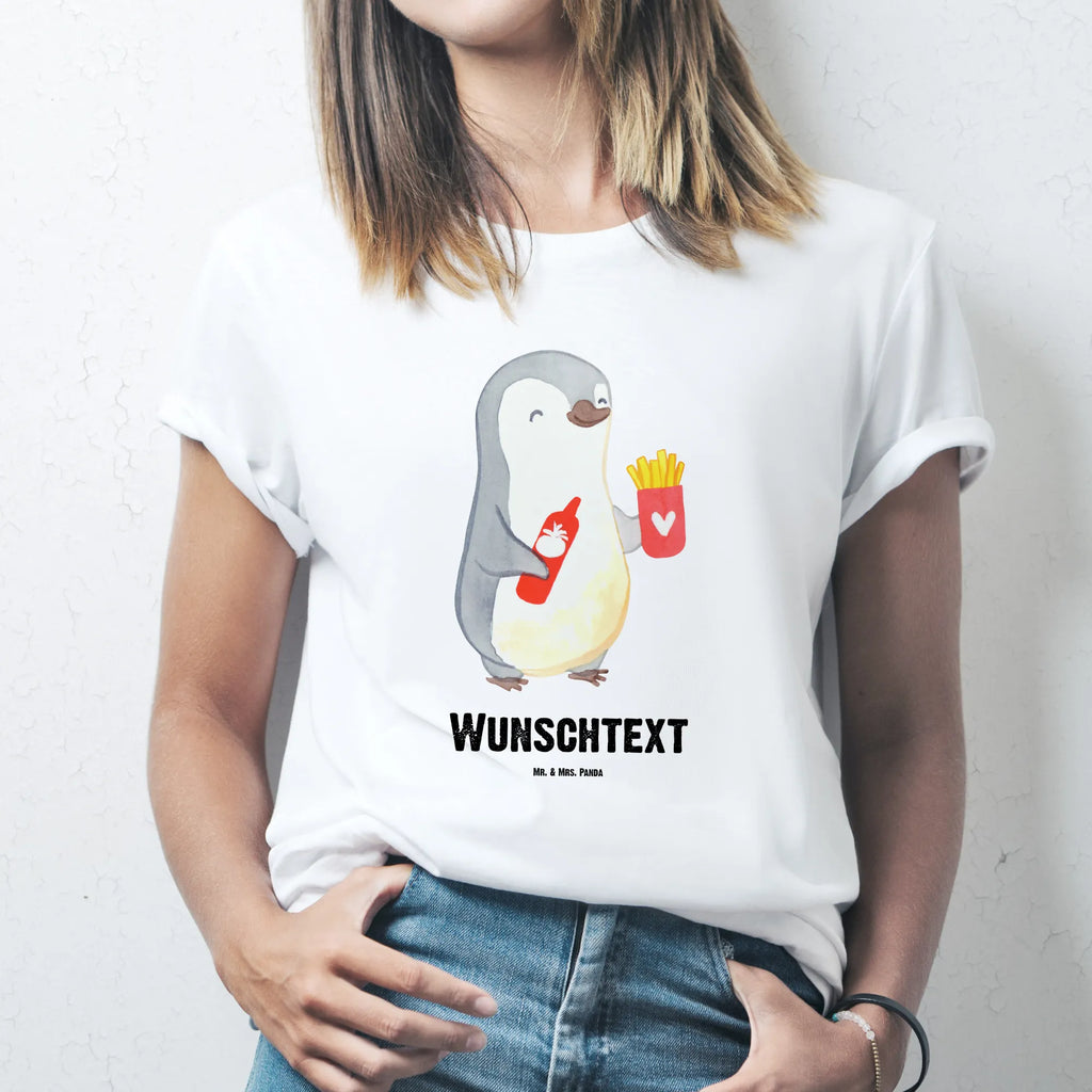 Personalised T-Shirt penguin French fries T-Shirt mit Namen, T-Shirt mit Aufruck, T-Shirt Personalisiert, Ehefrau, Hocheitstag, Heiratsantrag, Heiraten, Jahrestag, Verlobung, Liebesgeschenk, Liebe, Partner, Freundin, Ehemann, Freund, Geschenk für Partner, Mitbringsel, Liebesbeweis, Hochzeitstag, Geschenk für Freundin, Geschenk für Frauen, für Männer, für Ehemann, Valentinstag