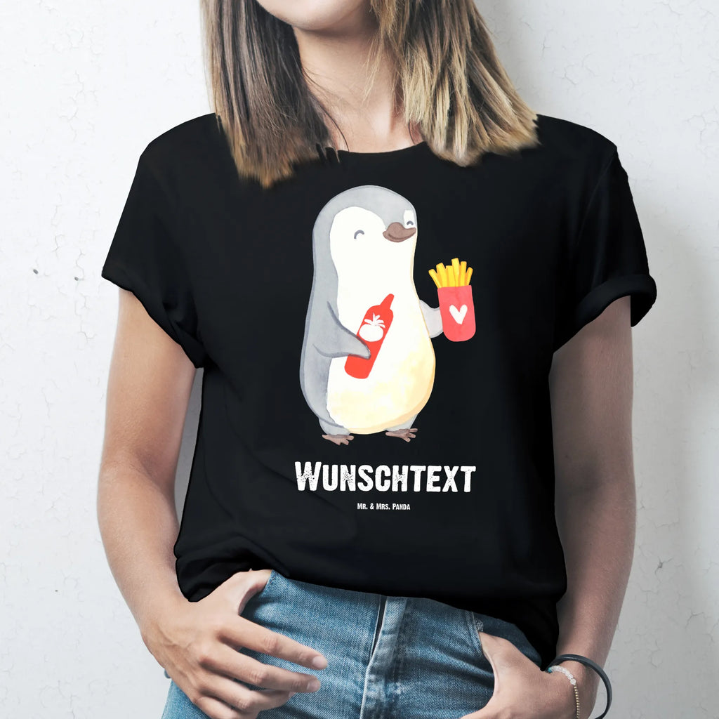 Personalised T-Shirt penguin French fries T-Shirt mit Namen, T-Shirt mit Aufruck, T-Shirt Personalisiert, Ehefrau, Hocheitstag, Heiratsantrag, Heiraten, Jahrestag, Verlobung, Liebesgeschenk, Liebe, Partner, Freundin, Ehemann, Freund, Geschenk für Partner, Mitbringsel, Liebesbeweis, Hochzeitstag, Geschenk für Freundin, Geschenk für Frauen, für Männer, für Ehemann, Valentinstag