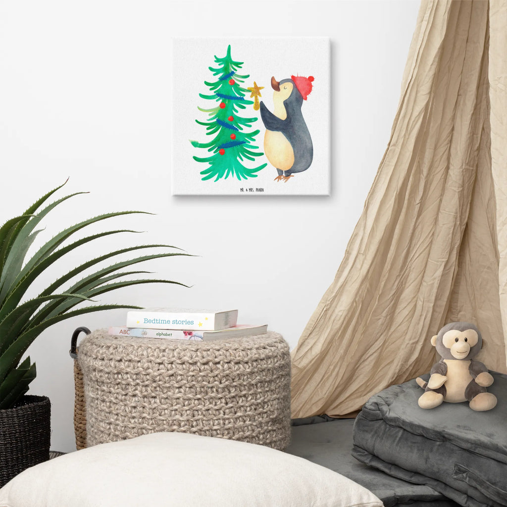 Canvas picture penguin Christmas tree Kunstdruck, Leinwand, Weihnachtsdeko, Winter, Nikolaus, Advent, Heiligabend, Wintermotiv, Weihnachten, Pinguin