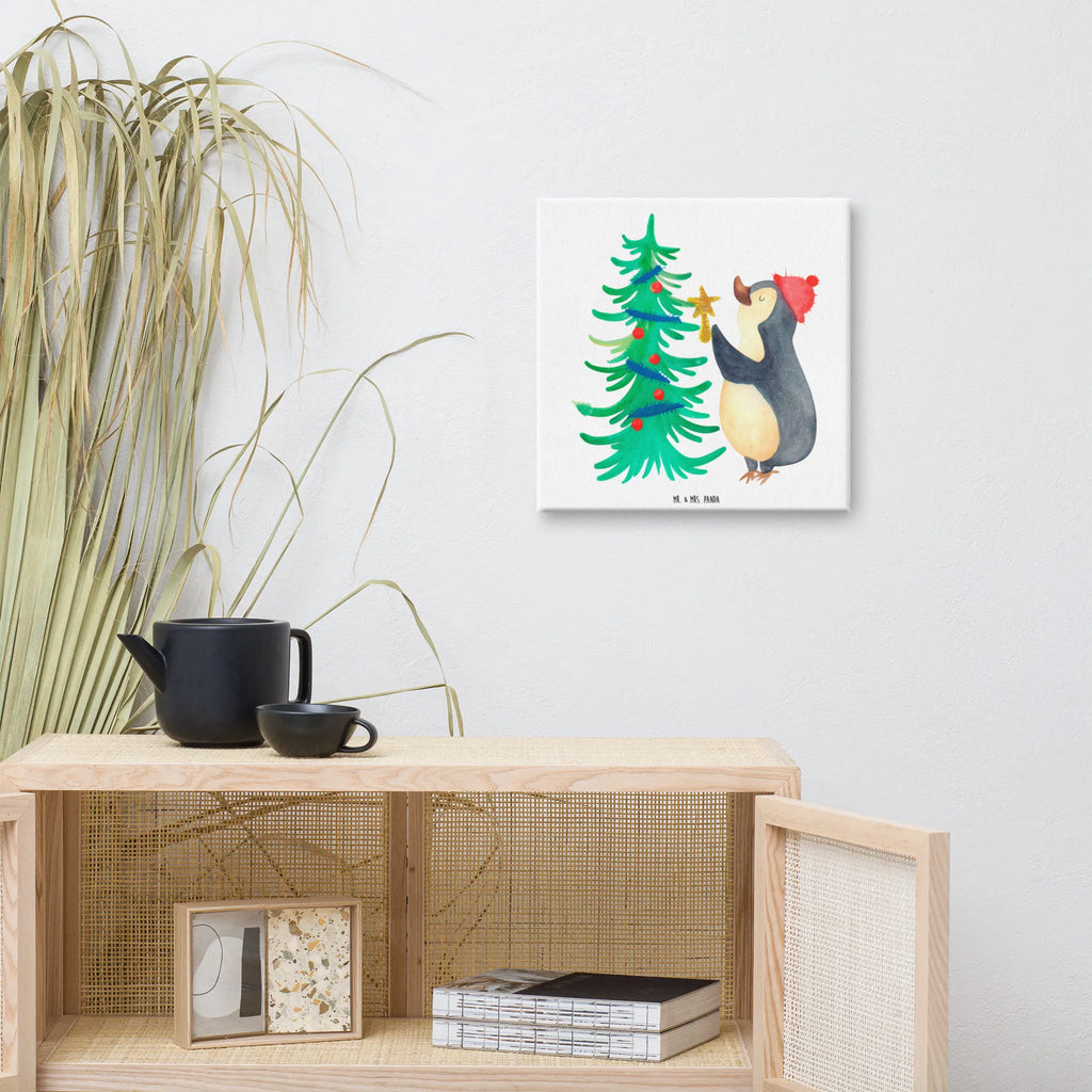 Canvas picture penguin Christmas tree Kunstdruck, Leinwand, Weihnachtsdeko, Winter, Nikolaus, Advent, Heiligabend, Wintermotiv, Weihnachten, Pinguin