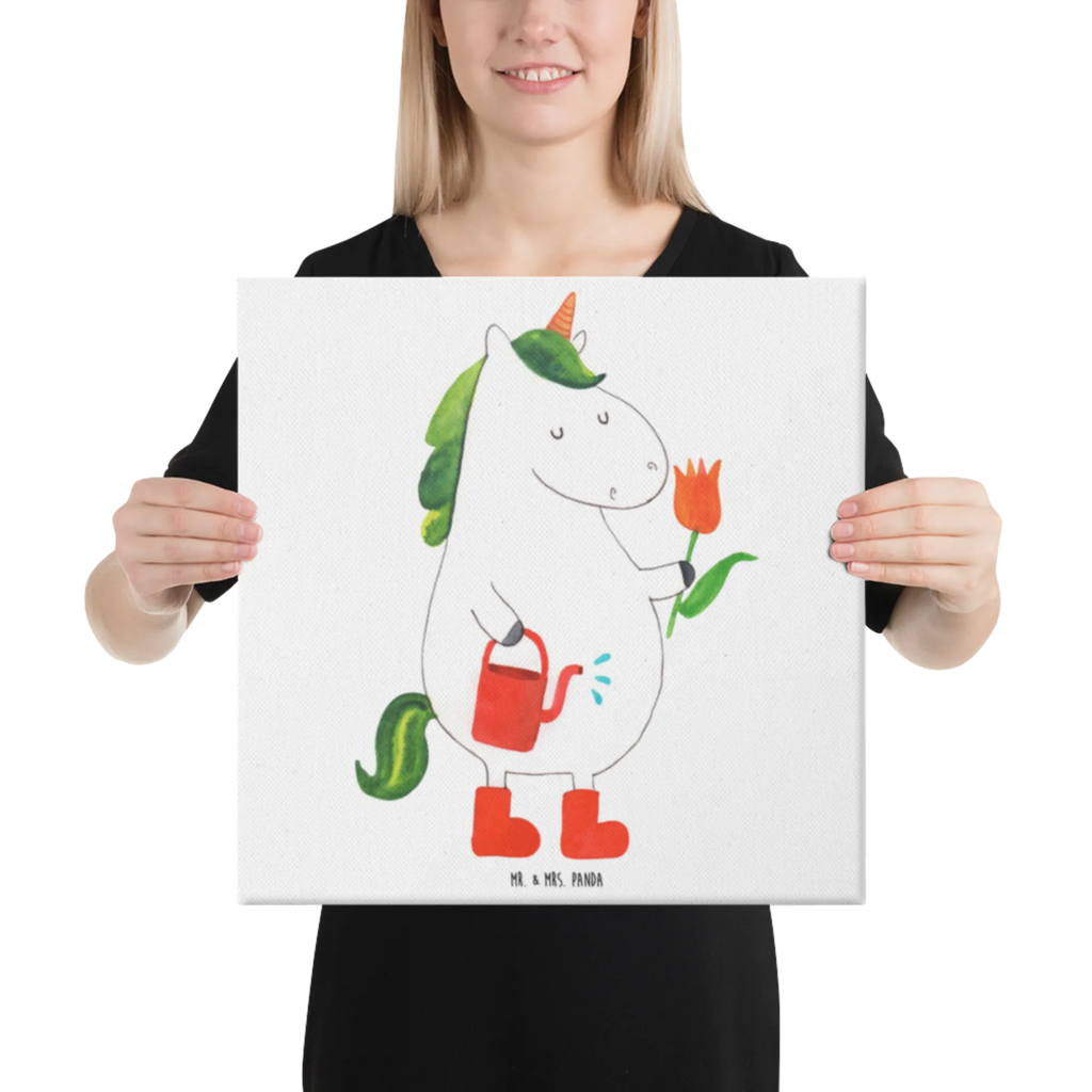 Canvas picture unicorn gardener Leinwand, Bild, Kunstdruck, Wanddeko, Dekoration, Einhorn, Einhörner, Einhorn Deko, Unicorn, Luftballon, Gießkanne, Giesskanne, Lebenslust, Freude, Blume, Freundin, Garten, Stiefel