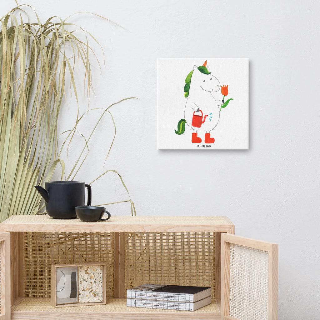 Canvas picture unicorn gardener Leinwand, Bild, Kunstdruck, Wanddeko, Dekoration, Einhorn, Einhörner, Einhorn Deko, Unicorn, Luftballon, Gießkanne, Giesskanne, Lebenslust, Freude, Blume, Freundin, Garten, Stiefel
