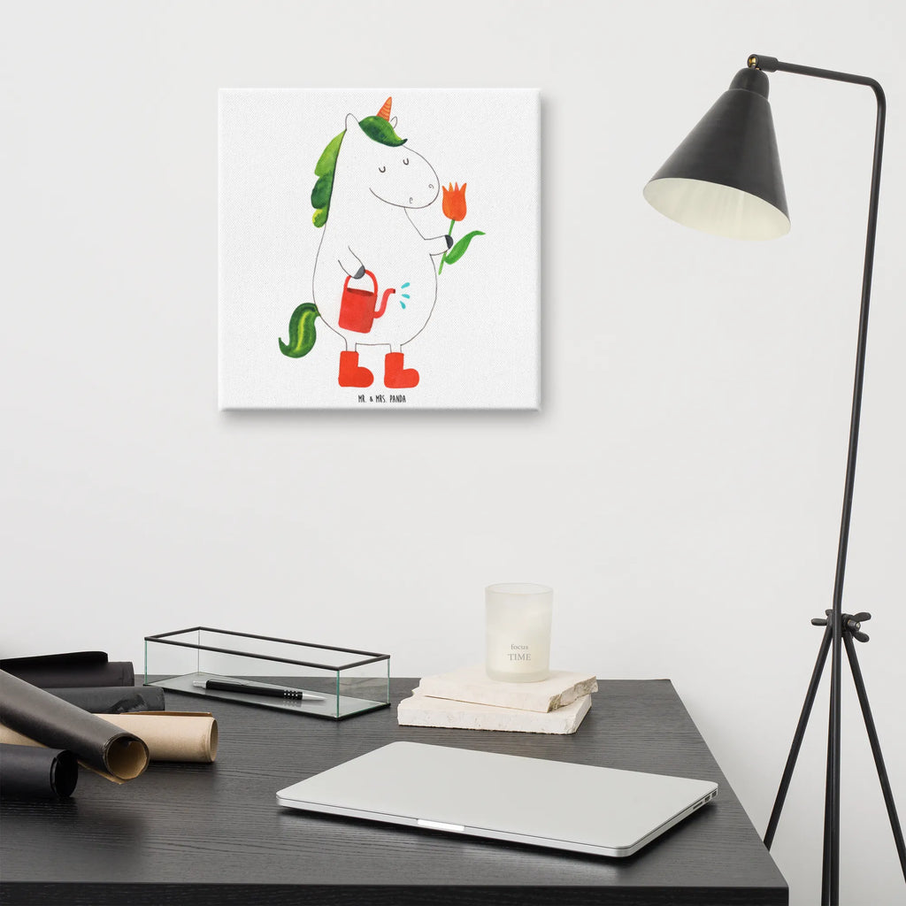 Canvas picture unicorn gardener Leinwand, Bild, Kunstdruck, Wanddeko, Dekoration, Einhorn, Einhörner, Einhorn Deko, Unicorn, Luftballon, Gießkanne, Giesskanne, Lebenslust, Freude, Blume, Freundin, Garten, Stiefel