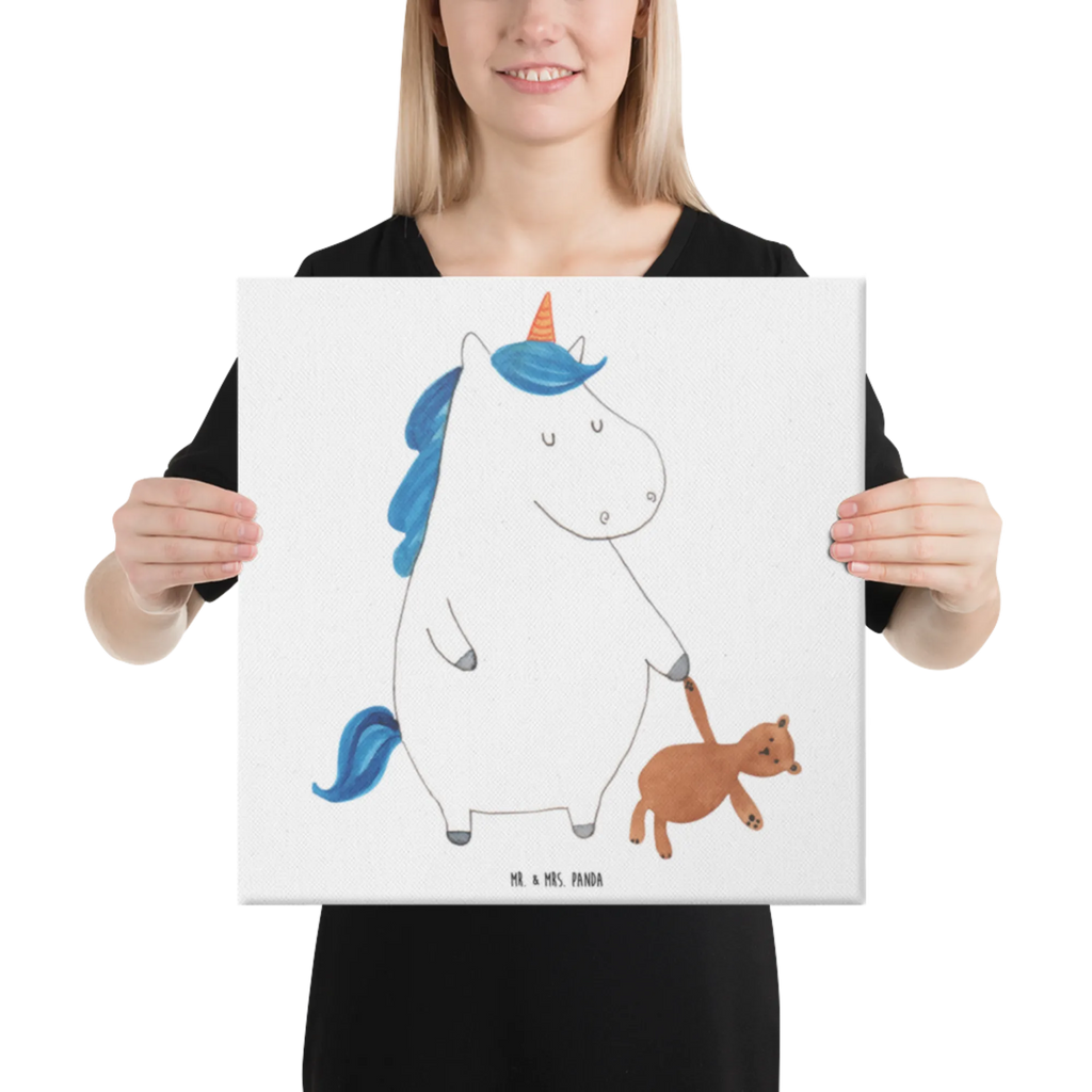 Leinwand Bild Einhorn Teddy Kunstdruck, Leinwand, Unicorn, Einhorn, Einhorn Deko, Einhörner, Bett, Single, Träumen, Freundin, Gute Nacht, schlafen, Singleleben