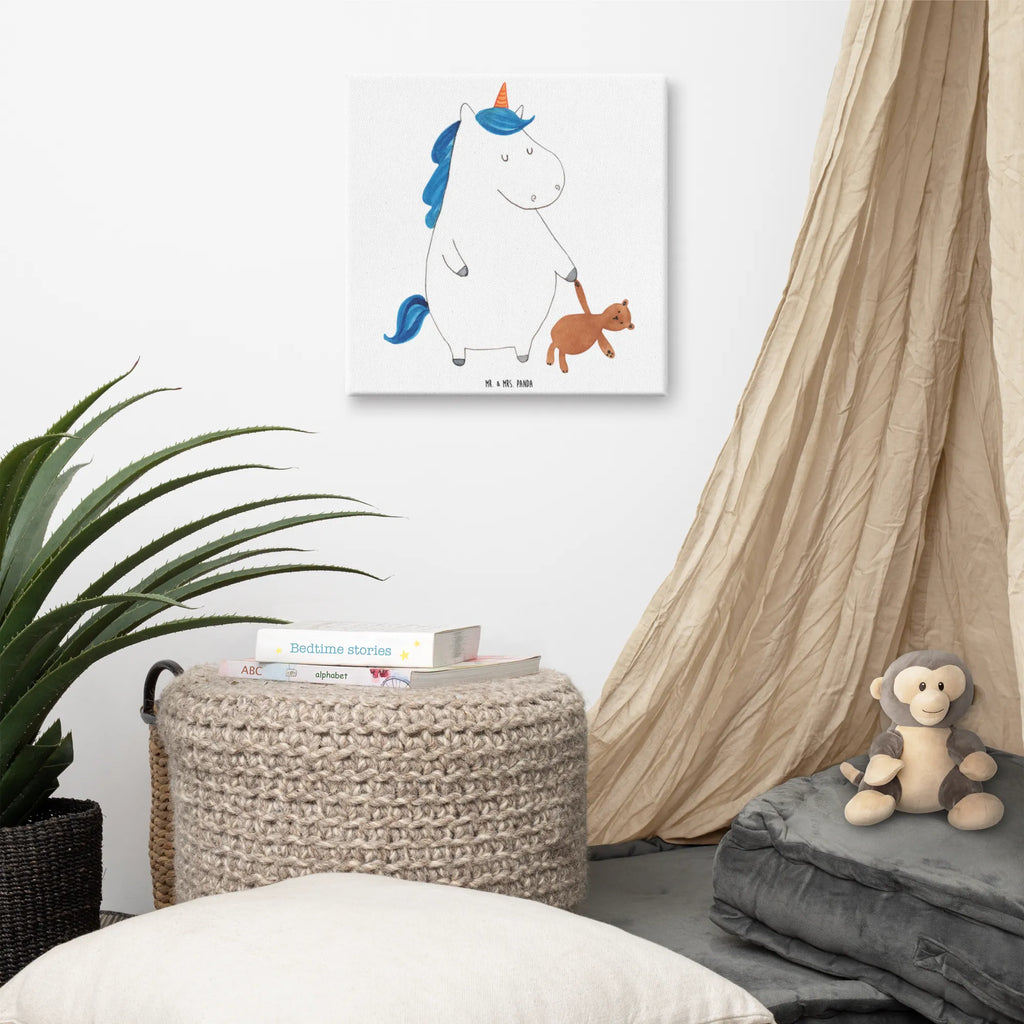 Leinwand Bild Einhorn Teddy Kunstdruck, Leinwand, Unicorn, Einhorn, Einhorn Deko, Einhörner, Bett, Single, Träumen, Freundin, Gute Nacht, schlafen, Singleleben