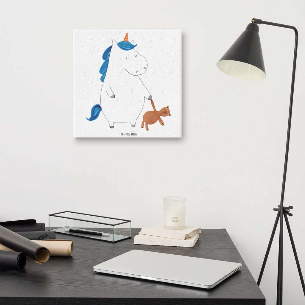 Leinwand Bild Einhorn Teddy Kunstdruck, Leinwand, Unicorn, Einhorn, Einhorn Deko, Einhörner, Bett, Single, Träumen, Freundin, Gute Nacht, schlafen, Singleleben