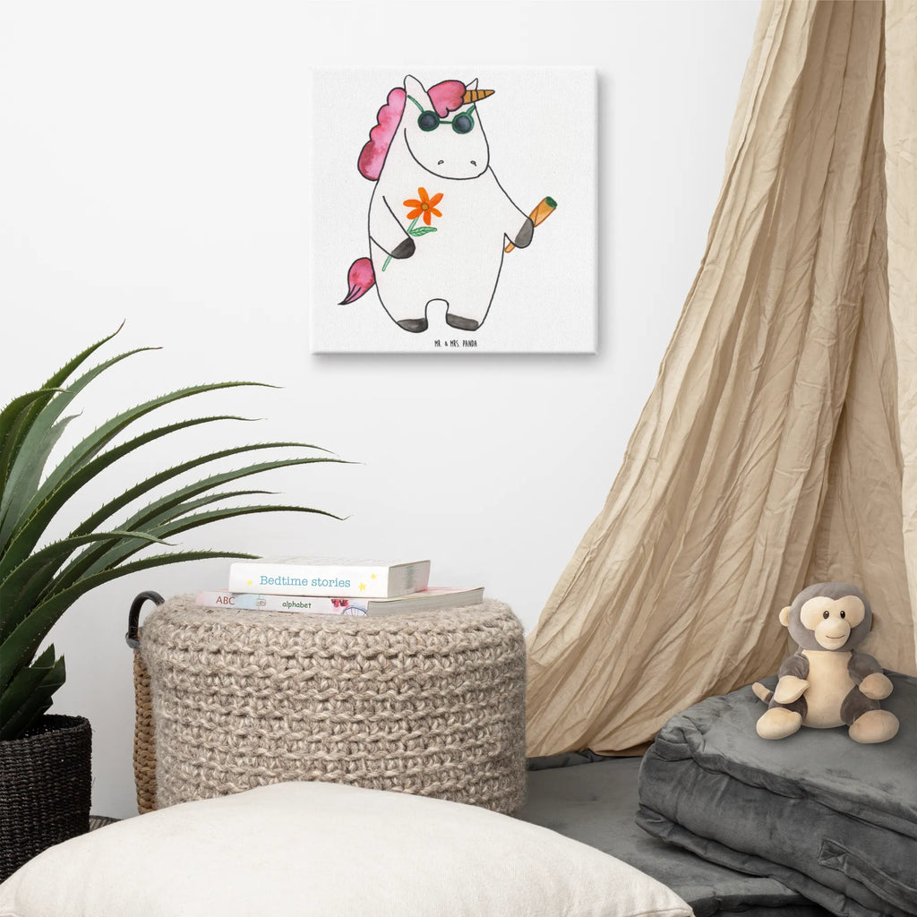 Leinwand Bild Einhorn Woodstock Kunstdruck, Leinwand, Unicorn, Einhorn, Einhorn Deko, Einhörner, Party, Joint, Alkohol, Kiffen, Zigarette, Spaß. Lustig, Witzig, Woodstock