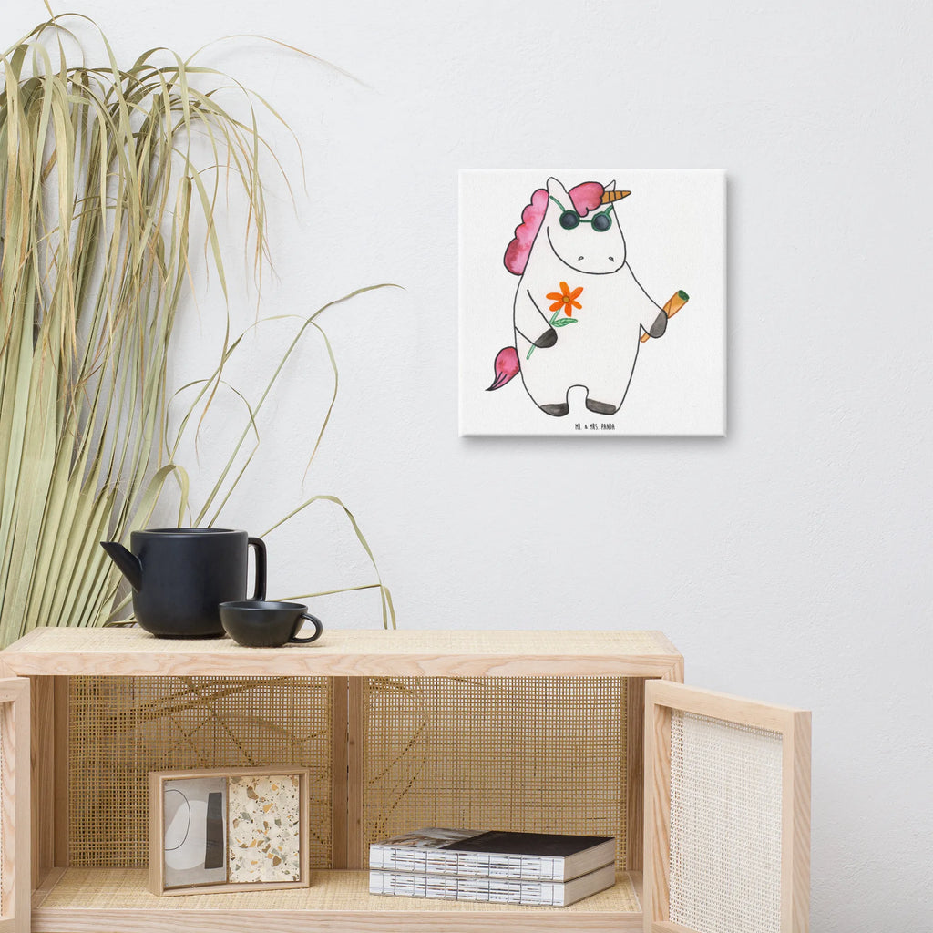 Leinwand Bild Einhorn Woodstock Kunstdruck, Leinwand, Unicorn, Einhorn, Einhorn Deko, Einhörner, Party, Joint, Alkohol, Kiffen, Zigarette, Spaß. Lustig, Witzig, Woodstock