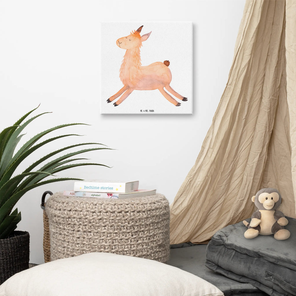 Leinwand Bild Lama springend Kunstdruck, Leinwand, Lama, Alpaka, Start, Glück, Liebeskummer, Guten Morgen, Neustart, Fröhlich, Lieblingstag, Lamas, Abitur, Prüfung, Freundin, Happy Day