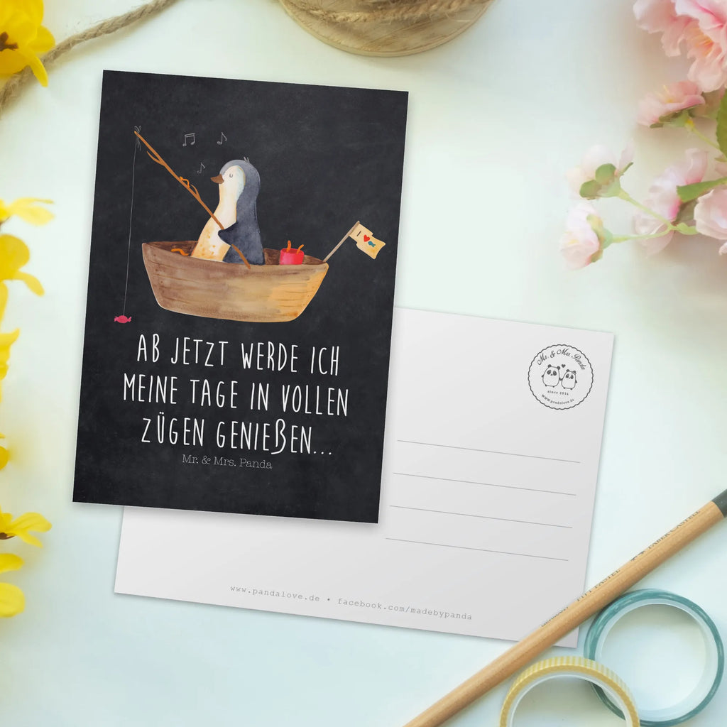Postkarte Pinguin Angelboot Ansichtskarten, Fotokarte, Designkarte, spruchkarte, bildkarte, Kunstkarten, Grußkarte, Motivkarte, Postkarten, einzelkarte, Ansichtskarte, kunstkarte, Postkarte, Pinguin, Angelboot, Neustart, Lebenslust, Geschenkidee Liebeskummer, Motivation, Pinguine, Angeln, Genießen, Trennung, Scheidung, Neuanfang, Boot, Leben
