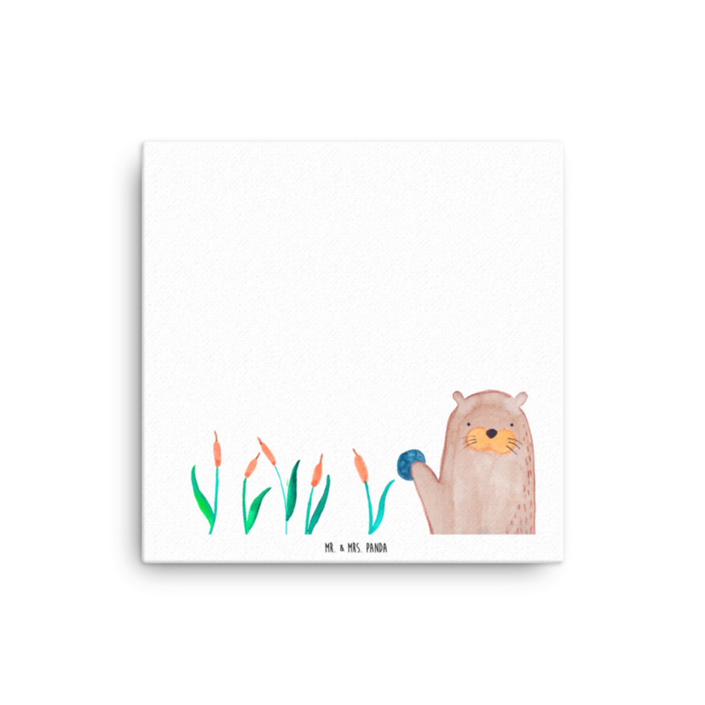 Leinwand Bild Otter mit Stein Kunstdruck, Leinwand, Seeotter, Fischotter, Otter, Otter Seeotter See Otter