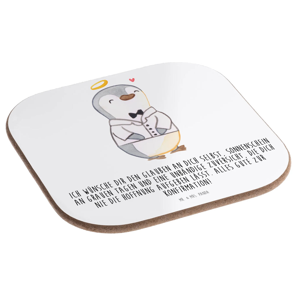 Square coaster penguin Confirmation shirt Coasters, breakfast, gift, glass coasters, gifts, presents, party, Confirmation, communion, youth consecration, confirmation gift, trust, confidence, hope, sunshine