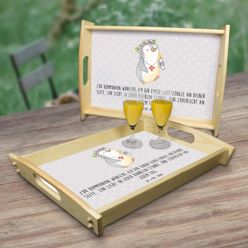 Serviertablett Pinguin Kommunion Mädchen Dekotablett, Küchentablett, Frühstückstablett, Tablett, Serviertablett, Holztablett, Konfirmation, Kommunion, Jugendweihe, Konfirmation Geschenk, Gott, Alles Gute, Gläubig