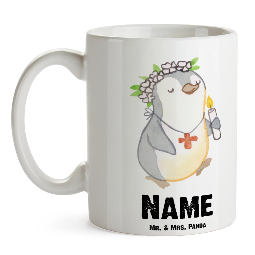 Personalisierte Tasse Pinguin Kommunion Mädchen Tasse, Personalisierte Tasse, Wunschname, Drucken, Namenstasse, Tasse mit Namen, Namen, Personalisiert, Kommunion, Konfirmation, Jugendweihe, Konfirmation Geschenk, Alles Gute, Gläubig, Gott