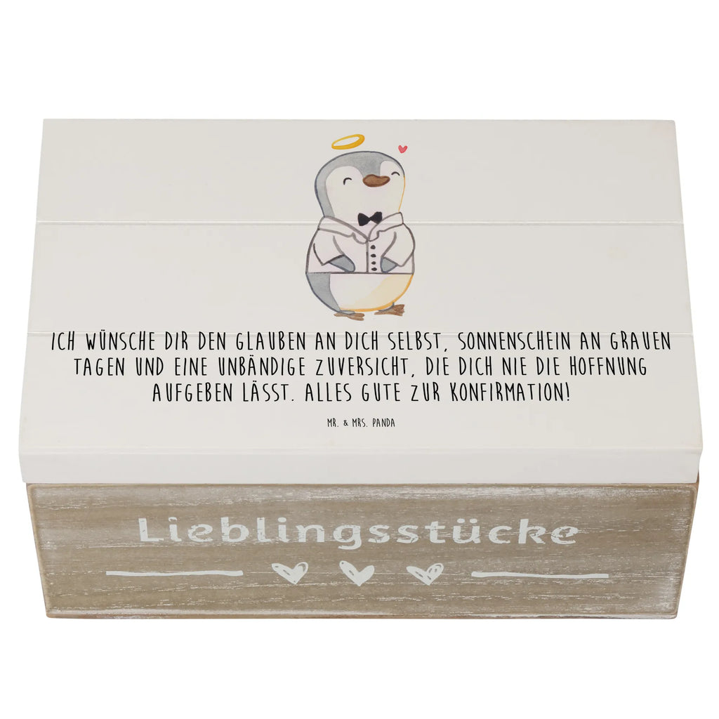 Holzkiste Pinguin Konfirmation Hemd Schatulle, Kiste, Dekokiste, Holzkiste, XXL, Aufbewahrungsbox, Geschenkbox, Truhe, Erinnerungskiste, Geschenkdose, Schatzkiste, Erinnerungsbox, Konfirmation, Kommunion, Jugendweihe, Konfirmation Geschenk, Vertrauen, Hoffnung, Sonnenschein, Zuversicht