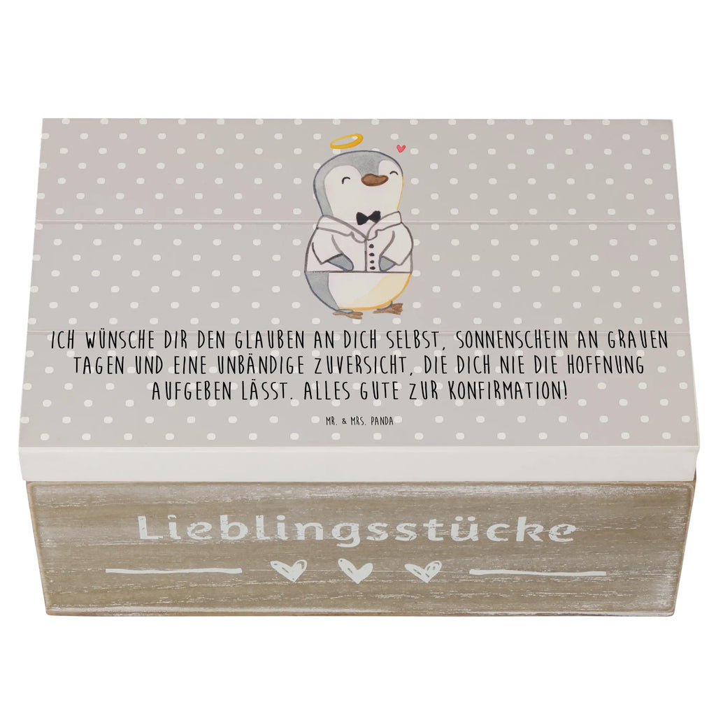 Holzkiste Pinguin Konfirmation Hemd Schatulle, Kiste, Dekokiste, Holzkiste, XXL, Aufbewahrungsbox, Geschenkbox, Truhe, Erinnerungskiste, Geschenkdose, Schatzkiste, Erinnerungsbox, Konfirmation, Kommunion, Jugendweihe, Konfirmation Geschenk, Vertrauen, Hoffnung, Sonnenschein, Zuversicht