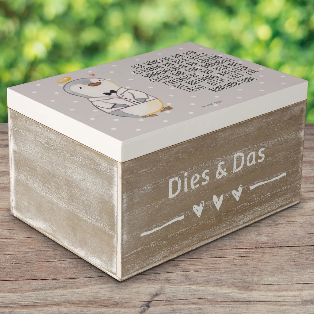 Holzkiste Pinguin Konfirmation Hemd Schatulle, Kiste, Dekokiste, Holzkiste, XXL, Aufbewahrungsbox, Geschenkbox, Truhe, Erinnerungskiste, Geschenkdose, Schatzkiste, Erinnerungsbox, Konfirmation, Kommunion, Jugendweihe, Konfirmation Geschenk, Vertrauen, Hoffnung, Sonnenschein, Zuversicht