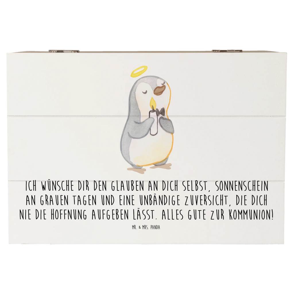 Holzkiste Pinguin Kommunion Truhe, Dekokiste, Schatulle, Geschenkdose, Geschenkbox, XXL, Kiste, Erinnerungskiste, Holzkiste, Erinnerungsbox, Schatzkiste, Aufbewahrungsbox, Konfirmation, Kommunion, Jugendweihe, Konfirmation Geschenk, Kommunion Dankeschön, Sonnenschein, Kommunion Geschenk, Glauben