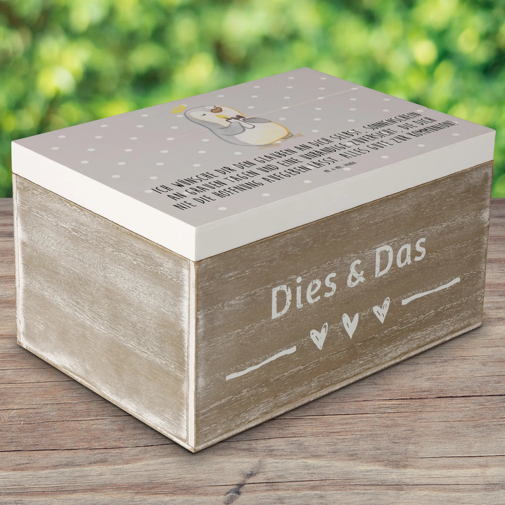 Holzkiste Pinguin Kommunion Truhe, Dekokiste, Schatulle, Geschenkdose, Geschenkbox, XXL, Kiste, Erinnerungskiste, Holzkiste, Erinnerungsbox, Schatzkiste, Aufbewahrungsbox, Konfirmation, Kommunion, Jugendweihe, Konfirmation Geschenk, Kommunion Dankeschön, Sonnenschein, Kommunion Geschenk, Glauben