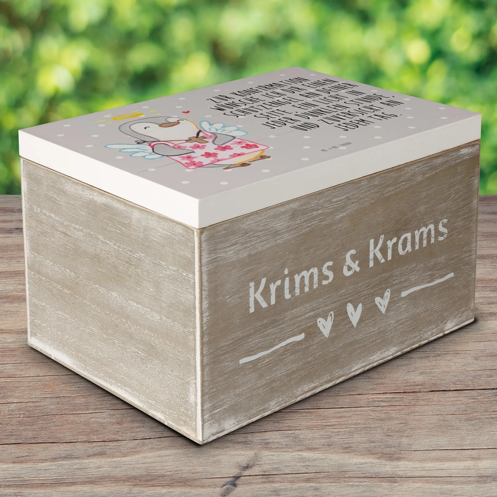 Wooden chest penguin confirmation Erinnerungsbox, Holzkiste, Kiste, Geschenkdose, Aufbewahrungsbox, Dekokiste, Geschenkbox, Schatulle, Truhe, Schatzkiste, Erinnerungskiste, XXL, Konfirmation, Kommunion, Jugendweihe, Konfirmation Geschenk, Zuversicht, Vertrauen, Schutzengel