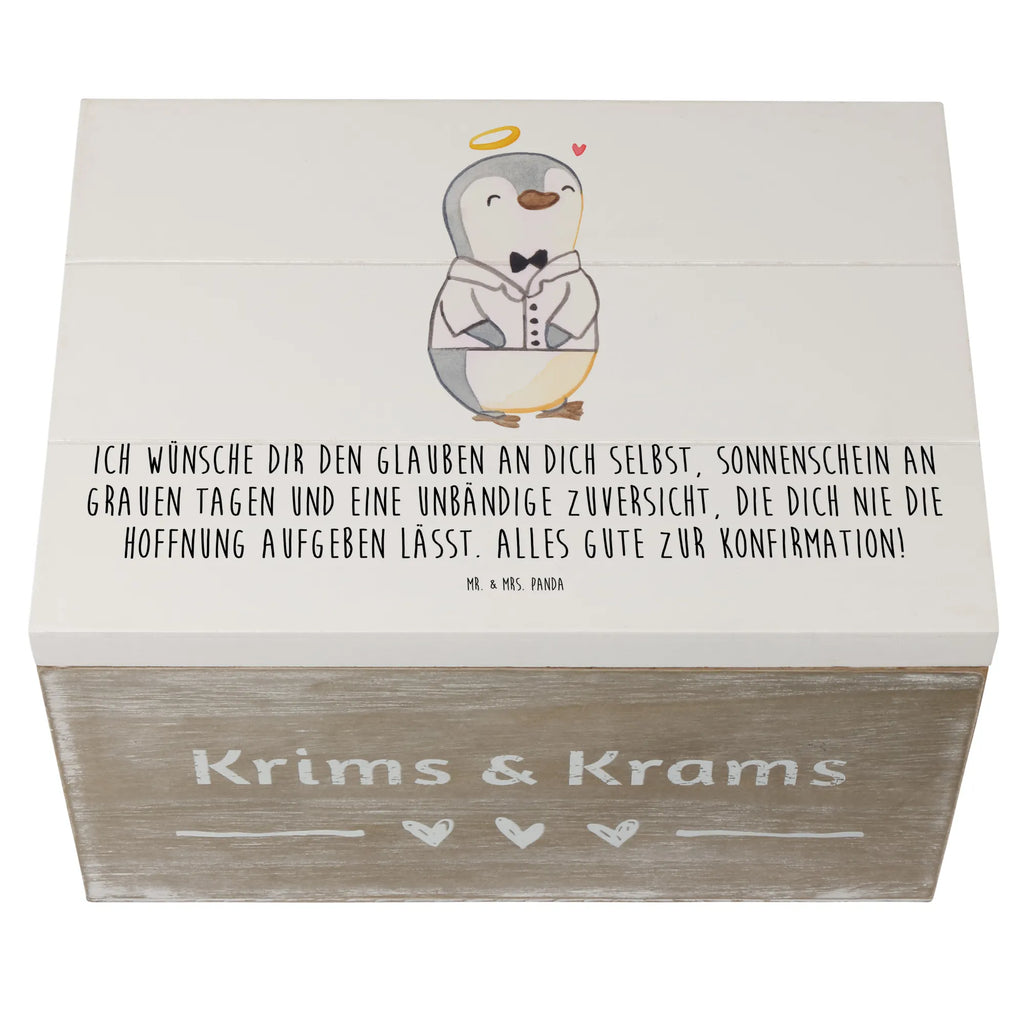 Holzkiste Pinguin Konfirmation Hemd Schatulle, Kiste, Dekokiste, Holzkiste, XXL, Aufbewahrungsbox, Geschenkbox, Truhe, Erinnerungskiste, Geschenkdose, Schatzkiste, Erinnerungsbox, Konfirmation, Kommunion, Jugendweihe, Konfirmation Geschenk, Vertrauen, Hoffnung, Sonnenschein, Zuversicht