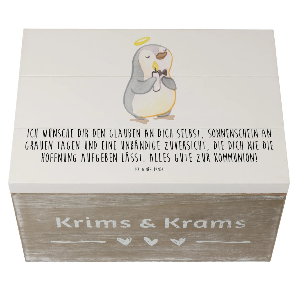 Holzkiste Pinguin Kommunion Truhe, Dekokiste, Schatulle, Geschenkdose, Geschenkbox, XXL, Kiste, Erinnerungskiste, Holzkiste, Erinnerungsbox, Schatzkiste, Aufbewahrungsbox, Konfirmation, Kommunion, Jugendweihe, Konfirmation Geschenk, Kommunion Dankeschön, Sonnenschein, Kommunion Geschenk, Glauben