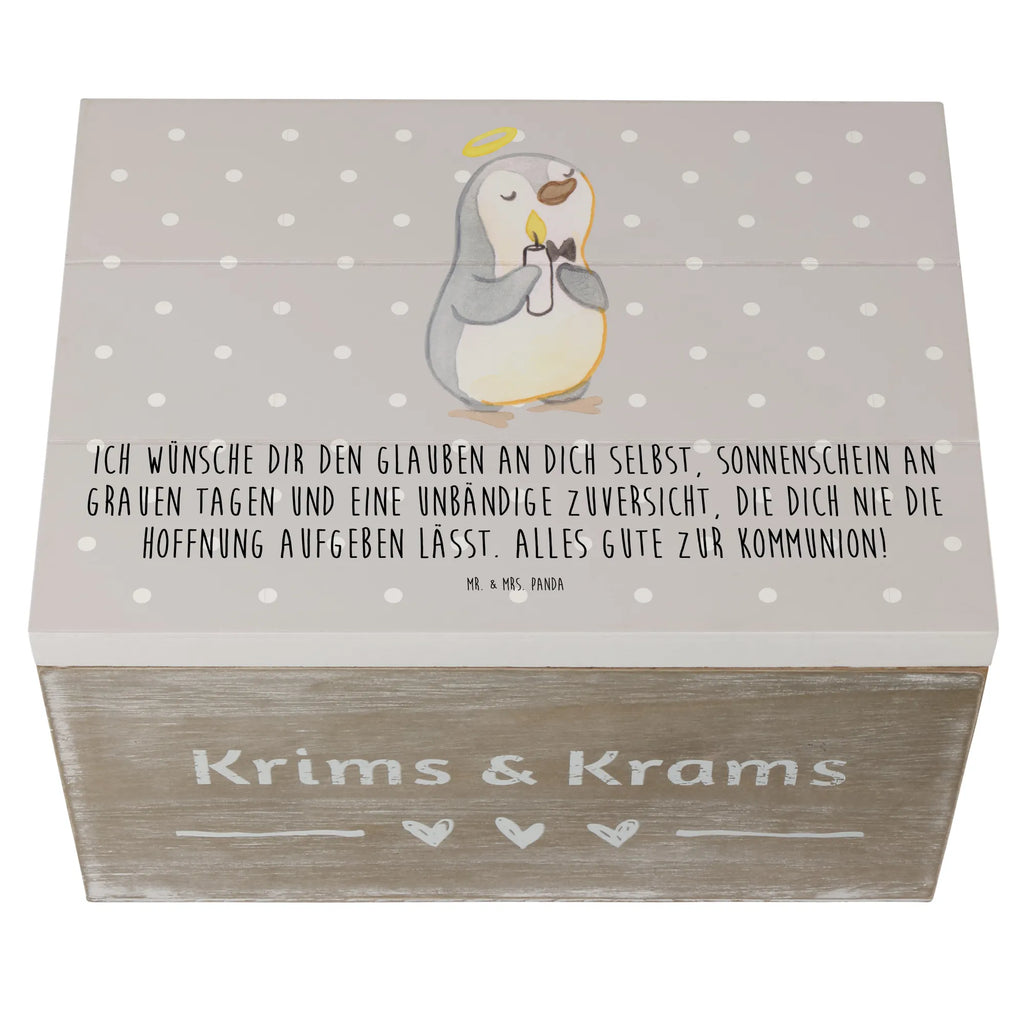 Holzkiste Pinguin Kommunion Truhe, Dekokiste, Schatulle, Geschenkdose, Geschenkbox, XXL, Kiste, Erinnerungskiste, Holzkiste, Erinnerungsbox, Schatzkiste, Aufbewahrungsbox, Konfirmation, Kommunion, Jugendweihe, Konfirmation Geschenk, Kommunion Dankeschön, Sonnenschein, Kommunion Geschenk, Glauben
