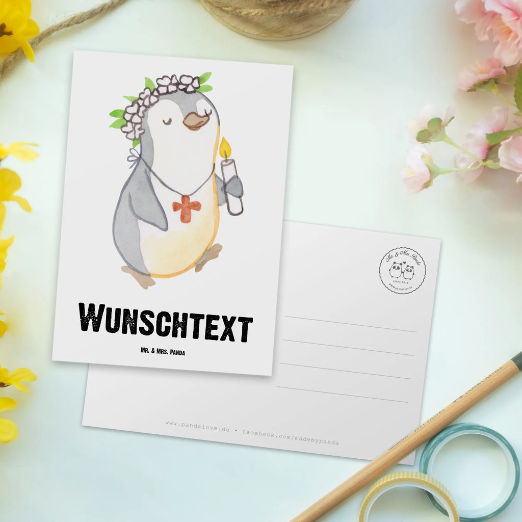 Personalisierte Postkarte Pinguin Kommunion Mädchen Postkarte bedrucken, Karte mit Wunschtext, Einladung mit Wunschtext, Einladung mit Namen, Ansichtskarte mit Namen, Postkarte mit Namen, Ansichtskarte mit Wunschtext, Postkarte mit Wunschtext, Postkarte personalisierbar, Grußkarte mit Namen, Grußkarte mit Wunschtext, Karte mit Namen, Geschenkkarte mit Wunschtext, Geschenkkarte mit Namen, Konfirmation, Kommunion, Jugendweihe, Konfirmation Geschenk, Gläubig, Alles Gute, Gott