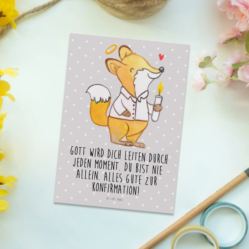 Postcard Fox confirmation card, invitation, letter, paper, Postcard, postcards, gift card, gift, invitation card, Confirmation, communion, youth consecration, confirmation gift, Believer, Happy Birthday, God, Confirmation Gift