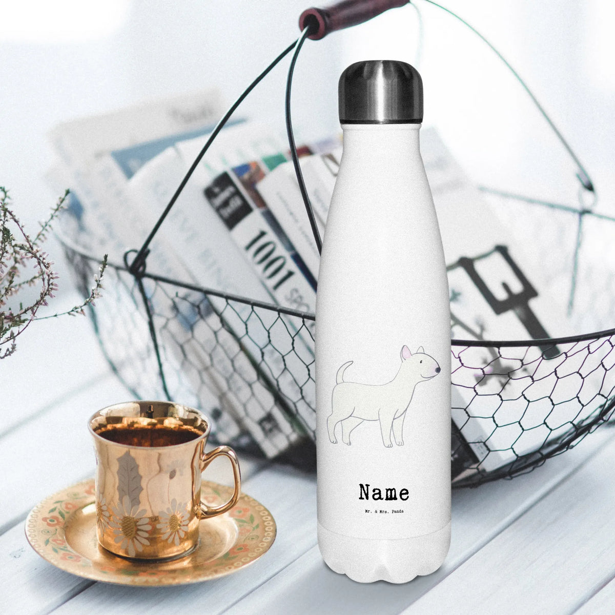 Personalised insulated bottle Bull Terrier Lifesaver Dog, dog breed, purebred dog, dog owner, gift, animal lover, giving, puppy