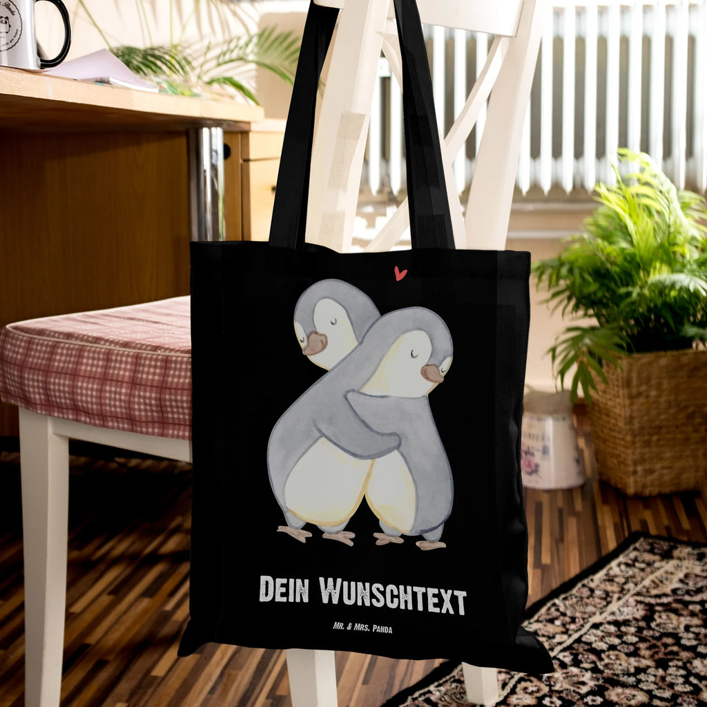 Personalizowana torba Pingwiny Przytulanie Miłość, partner, przyjaciel, przyjaciółka, mąż, żona, wesele, zaręczyny, prośba o rękę, prezent miłosny, rocznica, dzień ślubu