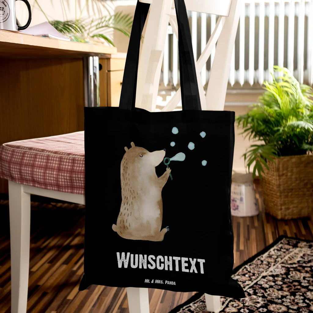 Personalised tote bag bear soap bubbles bear, teddy, teddy bear, cuddly toy, Soap Bubbles Bear Funny Being Happy Sad Happy