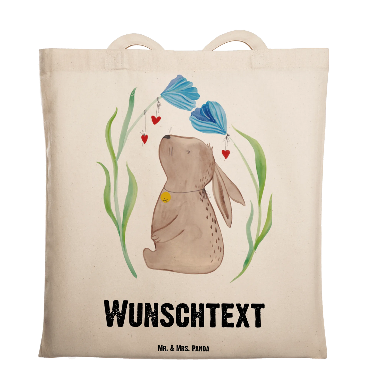 Personalised tote bag Hare flower Easter bunny, child, rabbit, child's birthday, christening gift, pregnancy, first child, hope, birthday, Bunny, baptism, birth