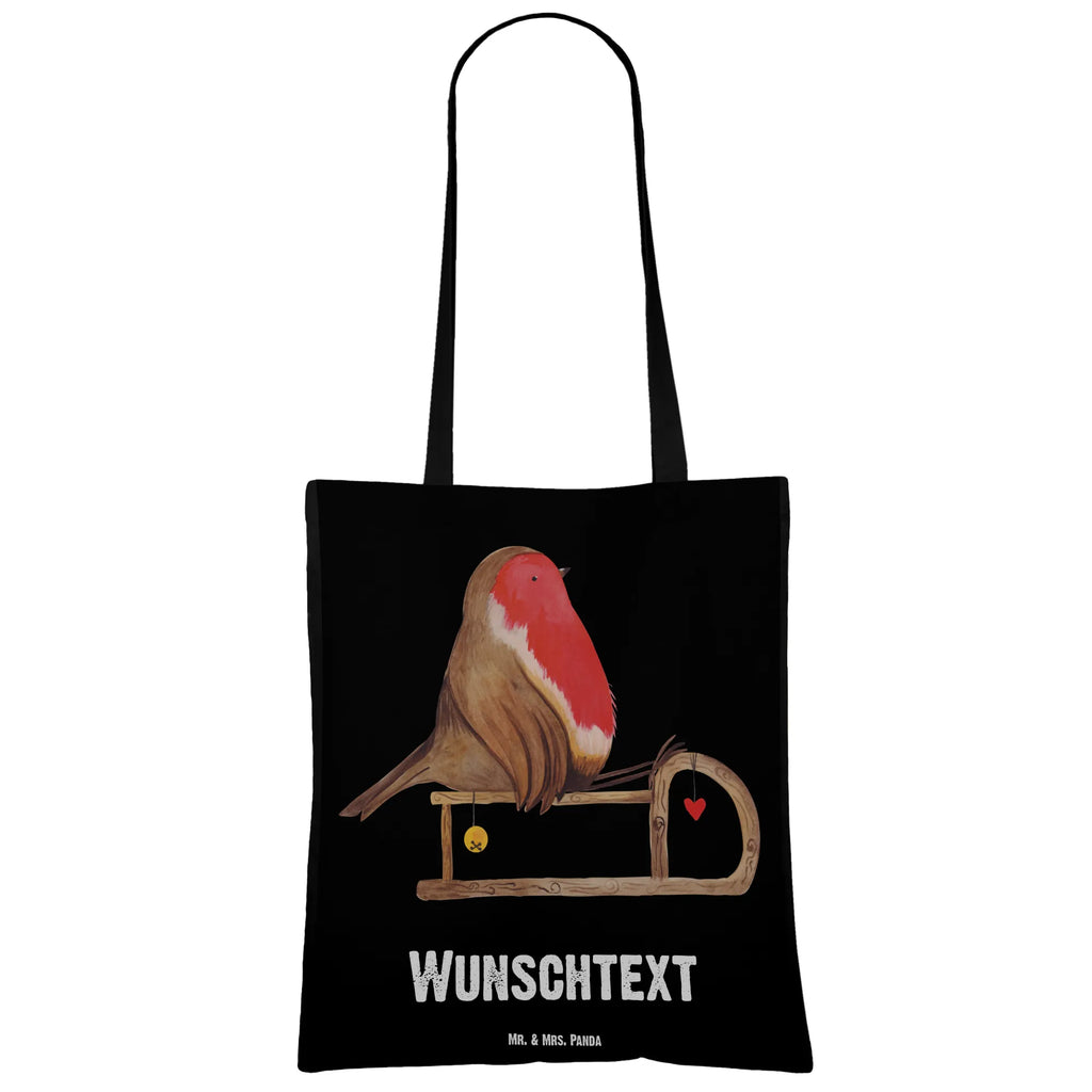 Personalised tote bag robin Sleds Winter, Christmas, Christmas time, snow, sleigh, bird