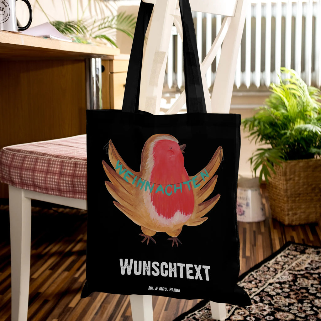 Personalised tote bag robin Christmas Winter, Christmas, Christmas time, snow, Christmas Eve, winter, bird, Christmas greeting, Christmas motif, xmas, Merry Christmas