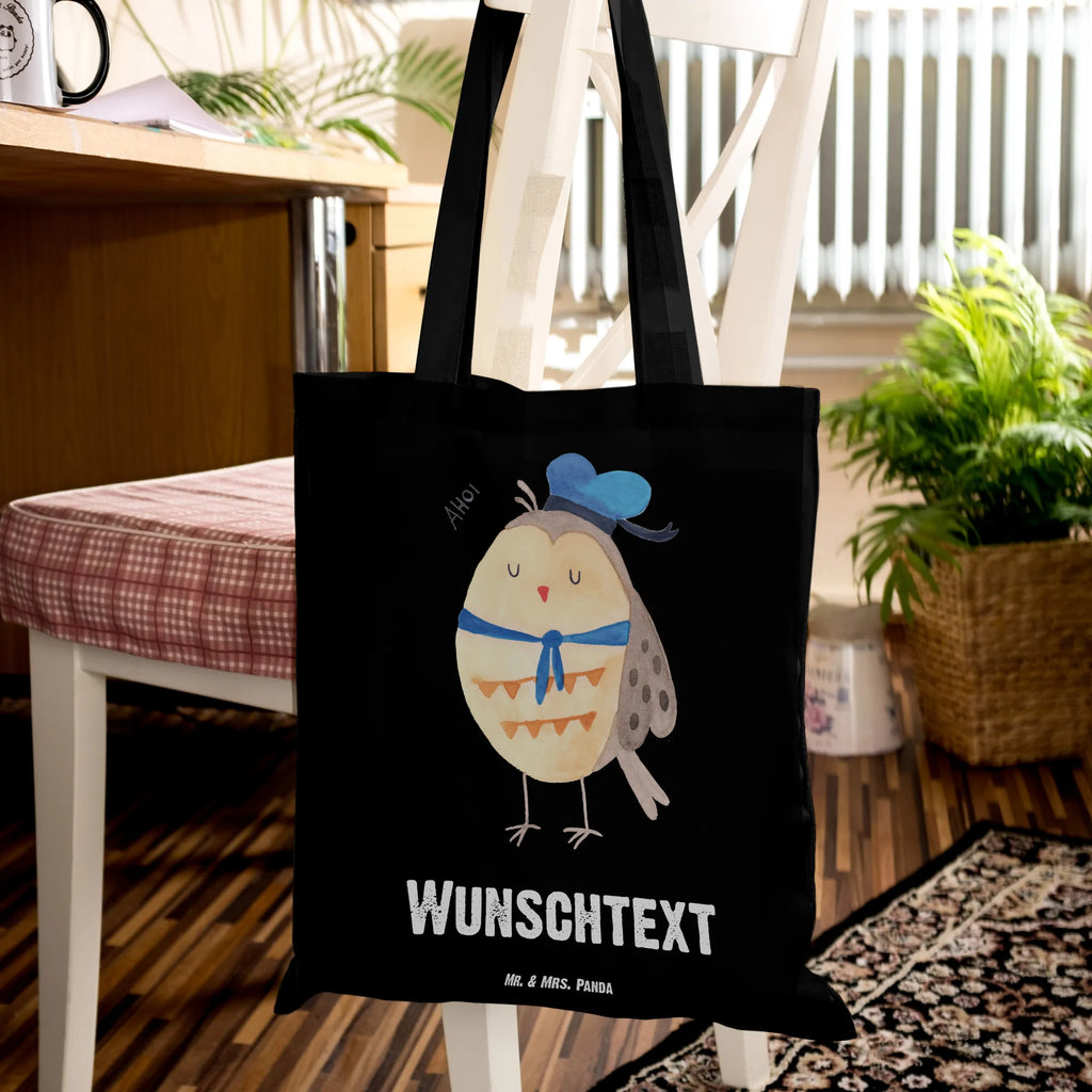 Personalised tote bag Owl sailor owl, forest animal, bird, nocturnal, gift ideas, birthday present, illustrated, funny, romantic gift, owl decor, Mariner, Home port, Pun funny, Owl saying, Sailor, Girlfriend, Wedding anniversary gift, Owl, Marriage, Owl decoration