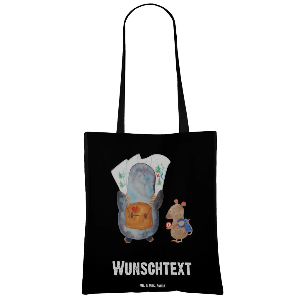Personalisierte Tragetasche Pinguin & Maus Wanderer Stoffbeutel mit Namen, Einkaufstasche mit Namen, Personalisierter Stoffbeutel, Tragetasche mit Namen, Personalisierte Jutetasche, Personalisierte Einkaufstasche, Tüte, Schultertasche, Einkaufsbeutel, Shopper, Personalisierter Jutebeutel, Personalisierte Beuteltasche, Personalisierter Beutel, Strandtasche, Umhängetasche, Personalisierte Kindergartentasche, Personalisierte Tasche, Pinguin, Ausflug, Abenteurer, Wanderlust, Roadtrip, Wandern, Pinguine, Abenteuer