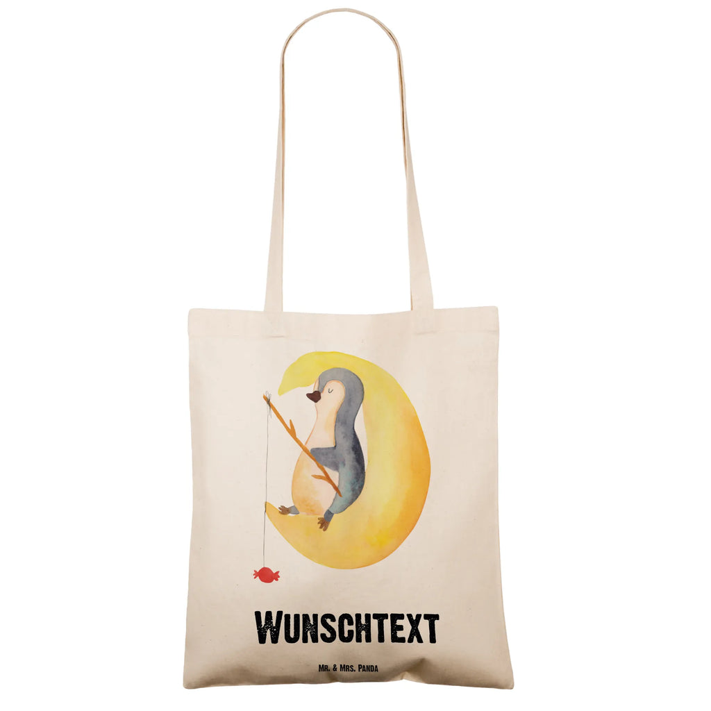 Personalised tote bag Penguin moon Penguin, North Pole, Winter, Penguins, sleep, insomnia, night's rest, saying, bedroom, falling asleep, penguins, guest room