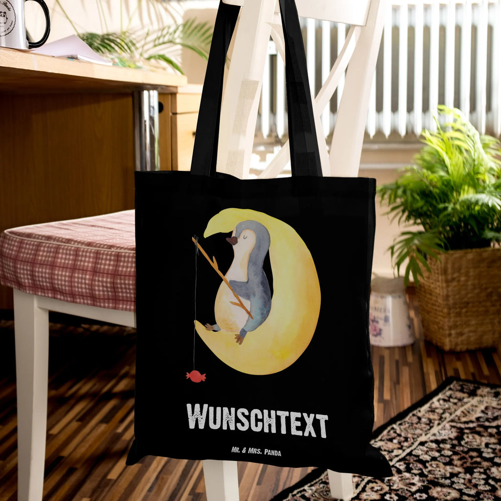 Personalised tote bag Penguin moon Penguin, North Pole, Winter, Penguins, sleep, insomnia, night's rest, saying, bedroom, falling asleep, penguins, guest room