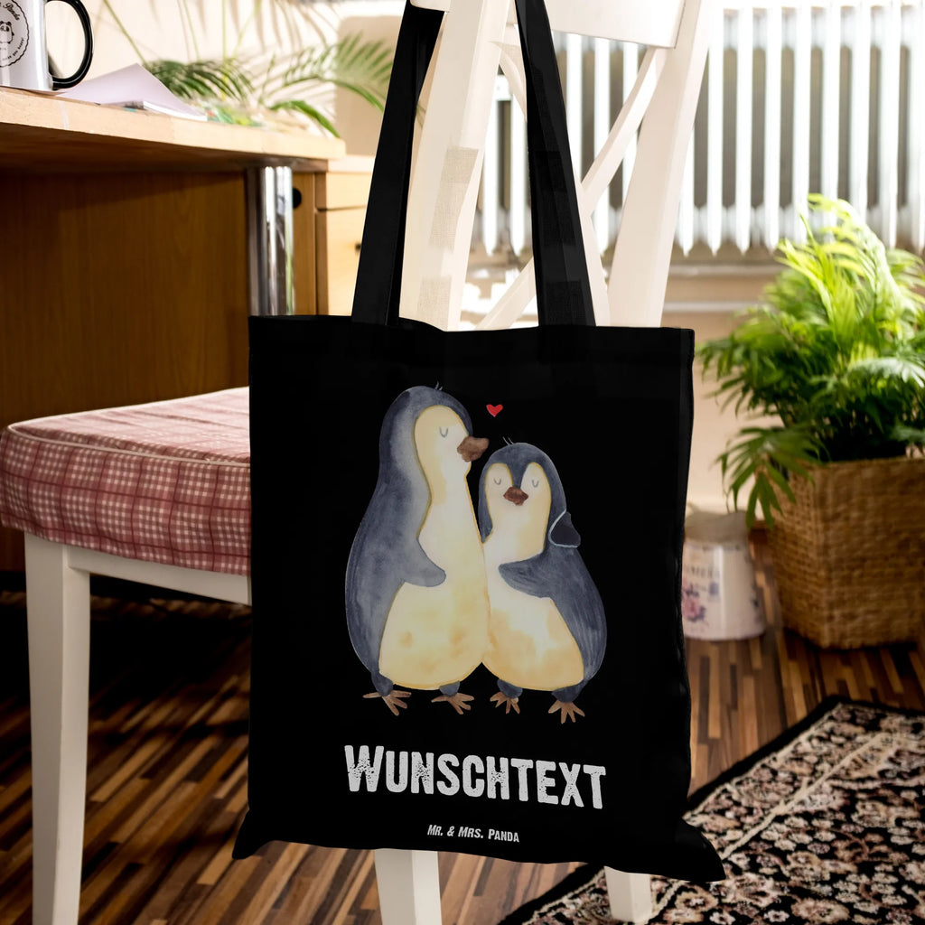 Personalised tote bag Penguin embrace Penguin, North Pole, Winter, Penguins, proof of love, wedding day, love, wedding gift, anniversary, engagement, wedding, lovers, love gift, penguin