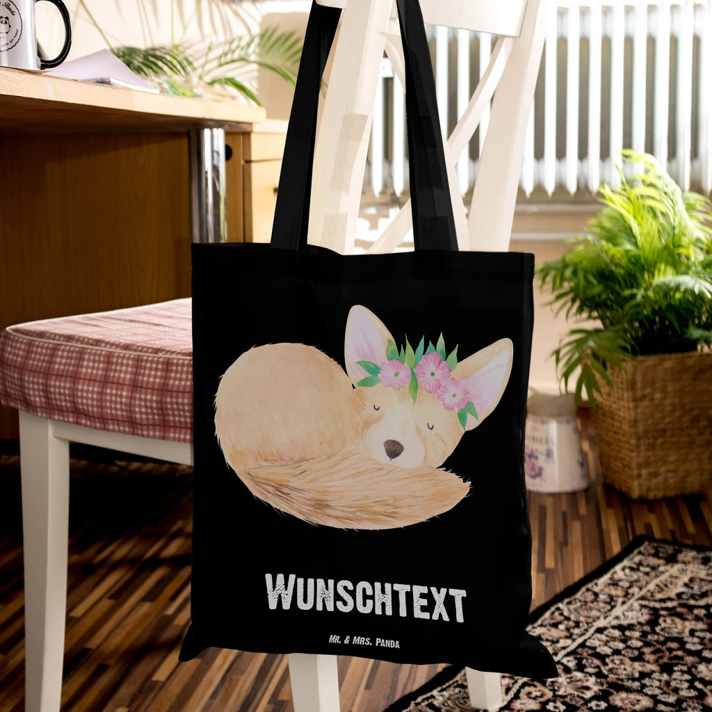 Personalizowana torba lis pustynny kwiaty Personalisierte Jutetasche, Personalisierter Stoffbeutel, Personalisierte Tasche, Personalisierter Jutebeutel, Personalisierte Kindergartentasche, Stoffbeutel mit Namen, Personalisierte Beuteltasche, Tragetasche mit Namen, Personalisierter Beutel, Personalisierte Einkaufstasche, Einkaufstasche mit Namen, Afrika, Wildtiere, Blumen, Glücklich, Wüstenfuchs, Wüste, Blumenkranz