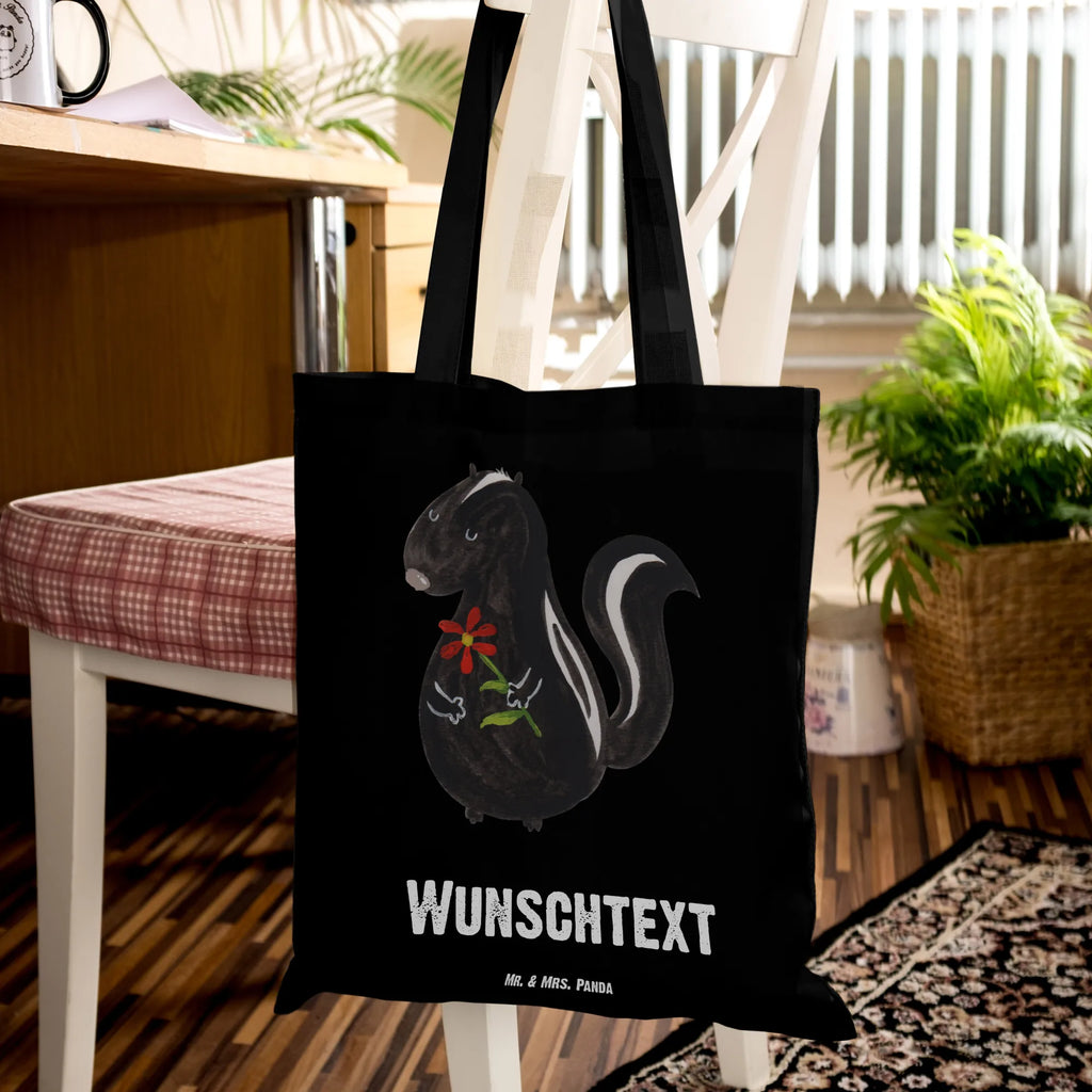 Personalizowana torba skunks kwiat Personalisierter Stoffbeutel, Personalisierte Kindergartentasche, Personalisierte Tasche, Personalisierter Jutebeutel, Einkaufstasche mit Namen, Personalisierter Beutel, Personalisierte Beuteltasche, Stoffbeutel mit Namen, Tragetasche mit Namen, Personalisierte Jutetasche, Personalisierte Einkaufstasche, Stinktier, Skunk, verträumt, Raubtier, Träume, Stinki, Tagträumer, Stinker, Dreams, Wildtier